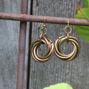 Vintage Brass and Copper Twisted Wire Earrings